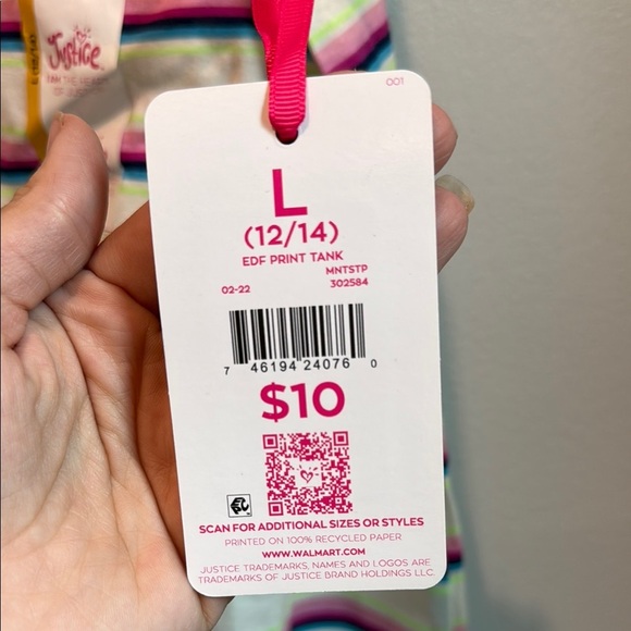 Justice Surf Kids Large 12 - 14 Striped Tank Top with Tie Front - Picture 5 of 10